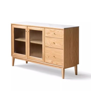 hoi! 源氏木語布拉格橡木原木色玻璃岩板餐櫃1.25M Y84Q12