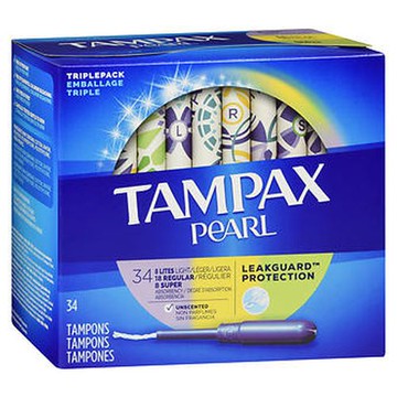 Tampax Pearl Tampons Plastic Applicator Unscented Multi Absorbencies 34 Each by Tampax
