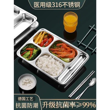 特大號316不銹鋼快餐盤分格大人大容量家用分隔成人食堂打飯餐盤