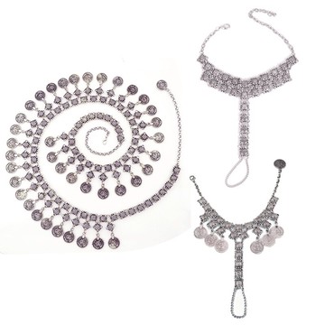 歐美新款靚飾土耳其民族風時尚百搭腰鏈手鏈腳鏈復古三件套裝