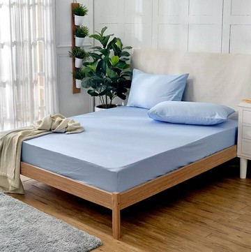 [COSCO代購6] W127702 La Belle 單人 200織純棉素色床包枕套 3件組 105公分 X 186公分 藍