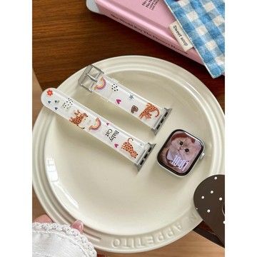 豹紋小貓 矽膠錶帶 適用 Apple watch s11 防水錶帶 蘋果手錶 10 9 8 7 錶帶 42mm 蘋果錶帶