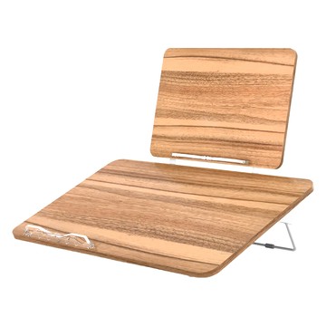 Ermutek 二木科技 多功能雙層木質質感可折疊閱讀架 適用於書籍/平板/筆電 書夾拉伸尺寸: 270-417mm (A6-A4大小書籍)  原木色  600 x 360 mm