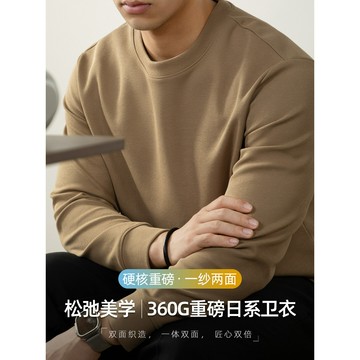 360G重磅雙工藝格紋肌理棉男款衛衣 長袖厚實慵懶風雙面設計��級感