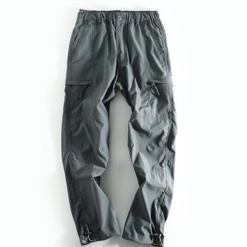 抽繩設計~外貿男士戶外防風防潑水工裝長褲春夏薄款男裝休閑褲潮