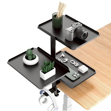 MGSHOP 免打孔 辦公桌書桌收納盤 桌邊三層收納(桌上收納盤架 文具收納)