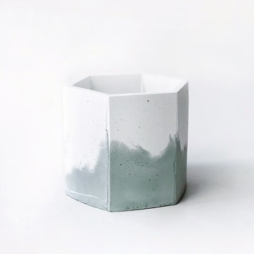 (預購) 莫蘭迪綠系列 | 六邊形雙色漸層水泥盆器 可搭底盤