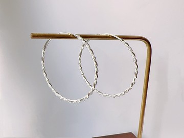 時尚圈圈 純銀耳環 扭轉麻花 質感單品七夕情人節