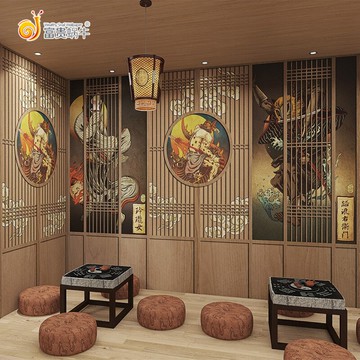 日式主題房劇本殺浮世繪墻紙日本仕女居酒屋壽司料理店3d裝飾壁紙