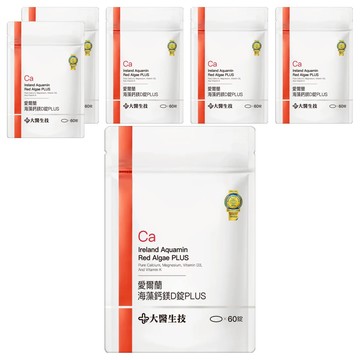 大醫生技 愛爾蘭海藻鈣鎂D錠PLUS  黃金配方鈣鎂比3:1  含維生素D3  維生素K  60錠  6包