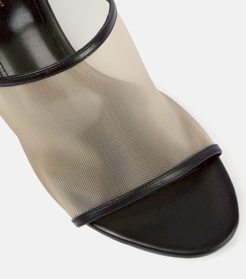 Khaite Marion leather and mesh wedge mules