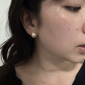 虹彩 巴洛克淡水珍珠耳環 10–12mm 高皮光 14KGF 耳針