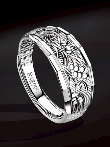 999純銀開口男士戒指ins潮個性足銀指環輕奢小眾嘻哈單身食指男戒