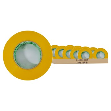 GLOBE 地球 電火布 18m x 19mm 黃色 10捲組  1組