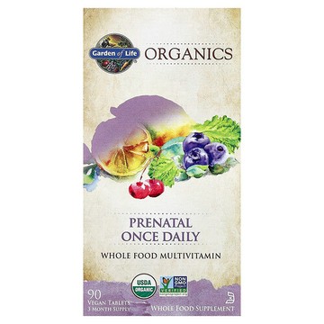 Garden of Life, MyKind Organics，產前複合維生素和礦物質，每日一片，90 片素食片
