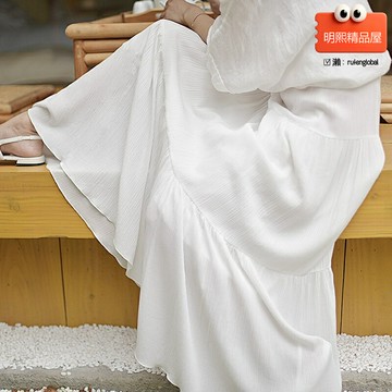 【文藝民族風】半身裙 長裙 棉麻裙 沙灘裙 大擺裙 純色百搭 高腰顯瘦 秋冬新款 棉質褶皺面料 度假休閒穿搭