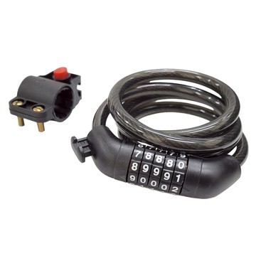 10mm自行車5位數自訂密碼鎖 附固定座  黑色  1個