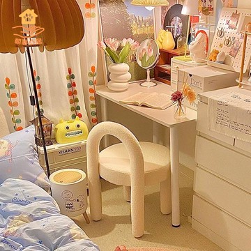 奶油風美甲凳女生可愛化妝椅網紅ins風輕奢臥室椅子梳妝臺妝凳zm7181