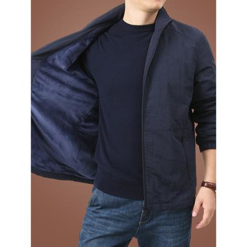 加絨夾克外套男中年春秋男士上衣秋冬款春季休閑男裝春裝立領外衣