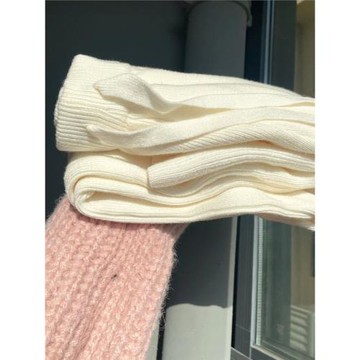 廣州十三行爆款撿漏~奶白色糯米褲子休閑高腰針織闊腿長褲女秋冬