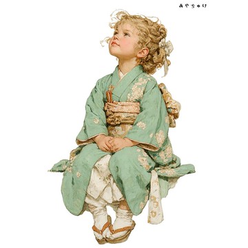 【12月新品4】07-114-0067 人物貼紙 和服復古