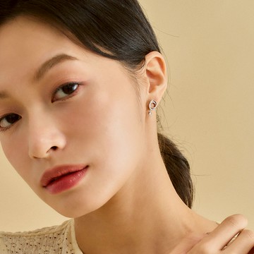 鑽圈圈 鑲鑽925純銀針耳釘 (2色)
