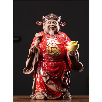 財神爺佛像財神供奉文財神擺件招財神家用客廳店鋪開業辦公室擺設