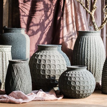 掬涵 戰國罐藝術玻璃器皿手工石器效果 大型花器花瓶擺件古董