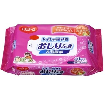 It wipes large-format thick which can be passed to Habinasu toilet (for adults) 40 sheets