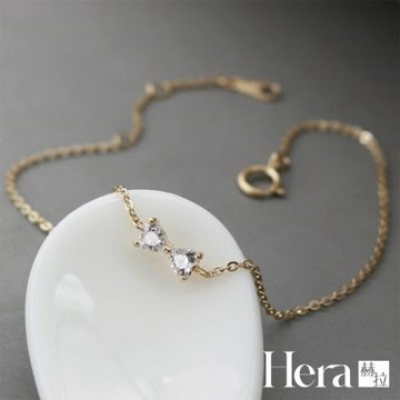 【HERA 赫拉】S925鍍14K金細閃精緻蝴蝶結極細手鍊兩色 H115081304
