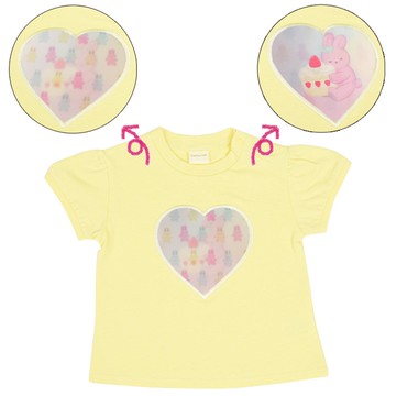 akachan honpo - 短袖T恤-變幻圖案-黃色