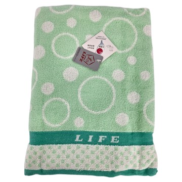 LIFE 來福牌 圓點提花浴巾 76*152CM 台灣製  綠色  1條