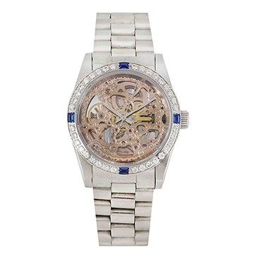 FLUNGO佛朗明哥玫瑰金鏤空雕花機械錶