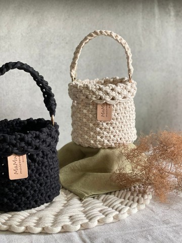 Macrame 編織花邊置物籃/小提籃