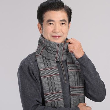 中老年人圍巾男士加厚冬季保暖百搭圍脖秋冬新款爸爸爺爺老人圍巾