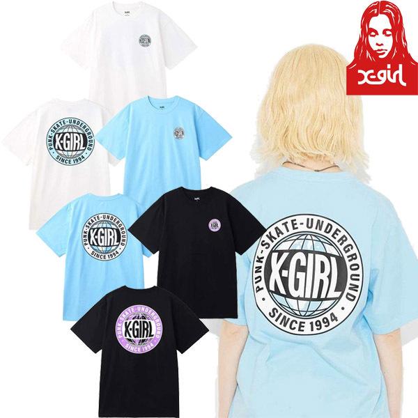 エックスガール X-GIRL WORLD LOGO S/S TEE ワールド ロゴ 地球