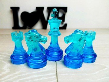 客製化樹脂西洋棋套裝附棋盤 |特大號尺寸 2.75 英吋（7 公分）|環氧樹脂