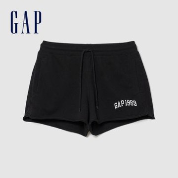 【GAP】寬鬆法式毛圈布圖案短褲-黑色/麂皮藍/玉米黃/新款米白/櫻草粉(900970)