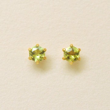 【Second Earrings】 18K 黃金橄欖石玫瑰切割耳環