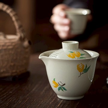 草木灰手抓蓋碗不燙手單個家用陶瓷日式復古功夫茶具茶壺茶碗帶蓋