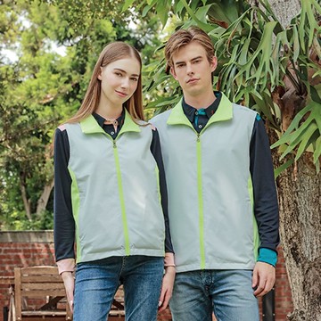 【Per GIBO】簡約拼接雙面穿背心中性款(P253621灰/螢光綠)