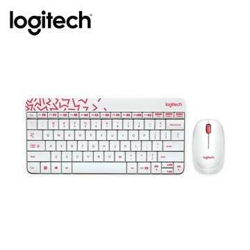 Logitech 羅技  MK240 Nano 無線鍵盤滑鼠組 白色/紅邊
