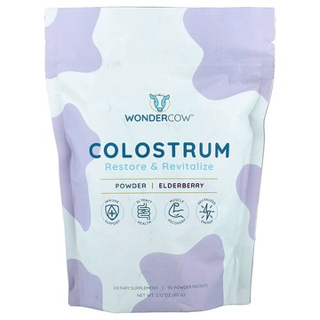 Wondercow, 初乳粉，接骨木果味，30 袋，每袋 0.08 盎司（2.4 克）