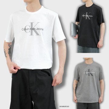 【Sharkhead】現貨 Calvin Klein Jeans 短袖 黑 白 灰 重疊 大標 短T CK 落肩 圓領