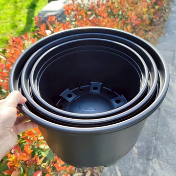 大花盆加大黑色矮胖加侖花盆樹脂花盆繡球葡萄大口徑透氣盆栽花盆