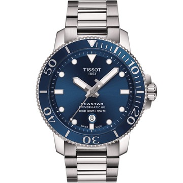 TISSOT 天梭 Seastar 海星陶瓷表圈300米潛水機械錶T1204071104103