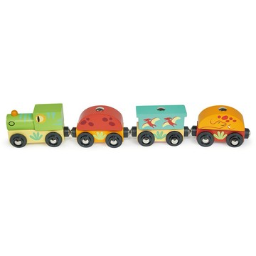 【美國 Mentari】恐龍小火車(木製玩具/磁吸式/串聯小火車)
