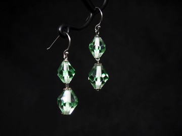 綠透刻面-60年代穆拉諾琉璃珠耳環 - 蘇咪珠兒SJE072