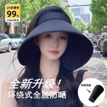 🔥臺灣出貨🔥新款冰絲超大帽簷防曬遮陽帽女夏防紫外綫騎車環繞式大頭圍防曬帽hhfoof