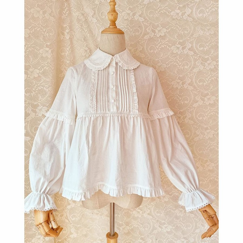ブラウス ロリータ シャツ 長袖 冬 秋春 レディース フリル かわいい XS - 3XL ジャガード織 裏起毛 選べる生地 エレガント ブラウス ロリータ シャツ 長袖 冬 秋春 レディース フリル